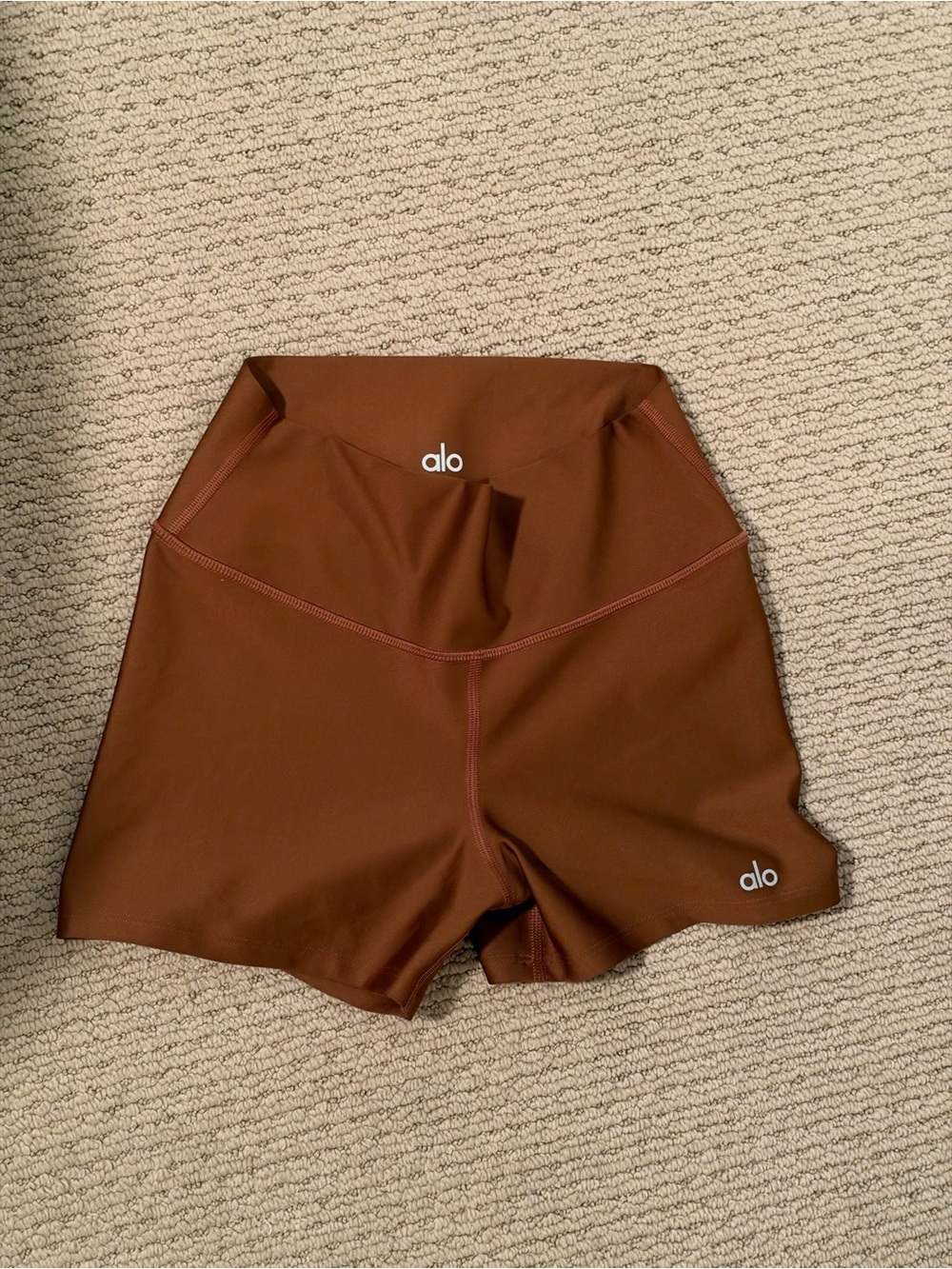 ALO Yoga High-Rise Bike Shorts in Brown